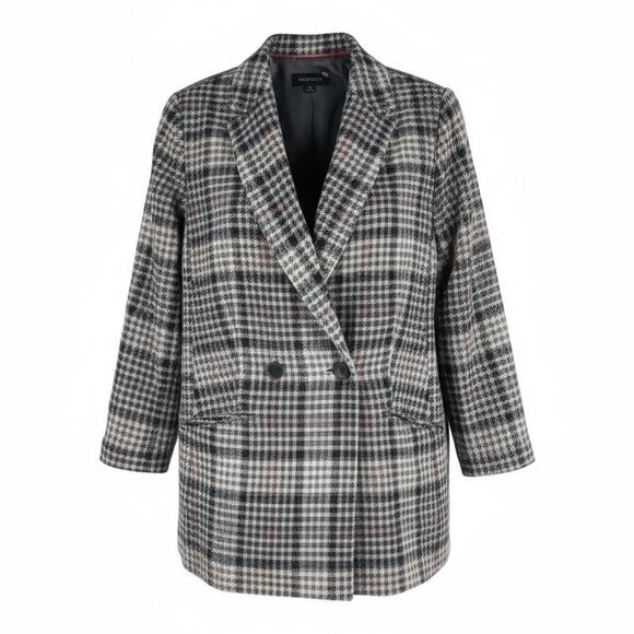 Talbots Double Breasted Bradwell Plaid Blazer Jacket Gray Pink Size 16 - Picture 3 of 11